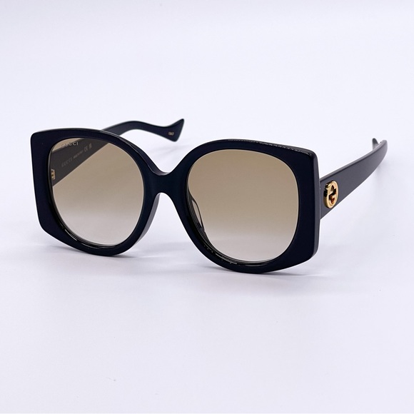 NEW GUCCI WOMEN BLACK BROWN ROUND NEW COLLECTION GUCCI SUNGLASSES - Picture 3 of 6